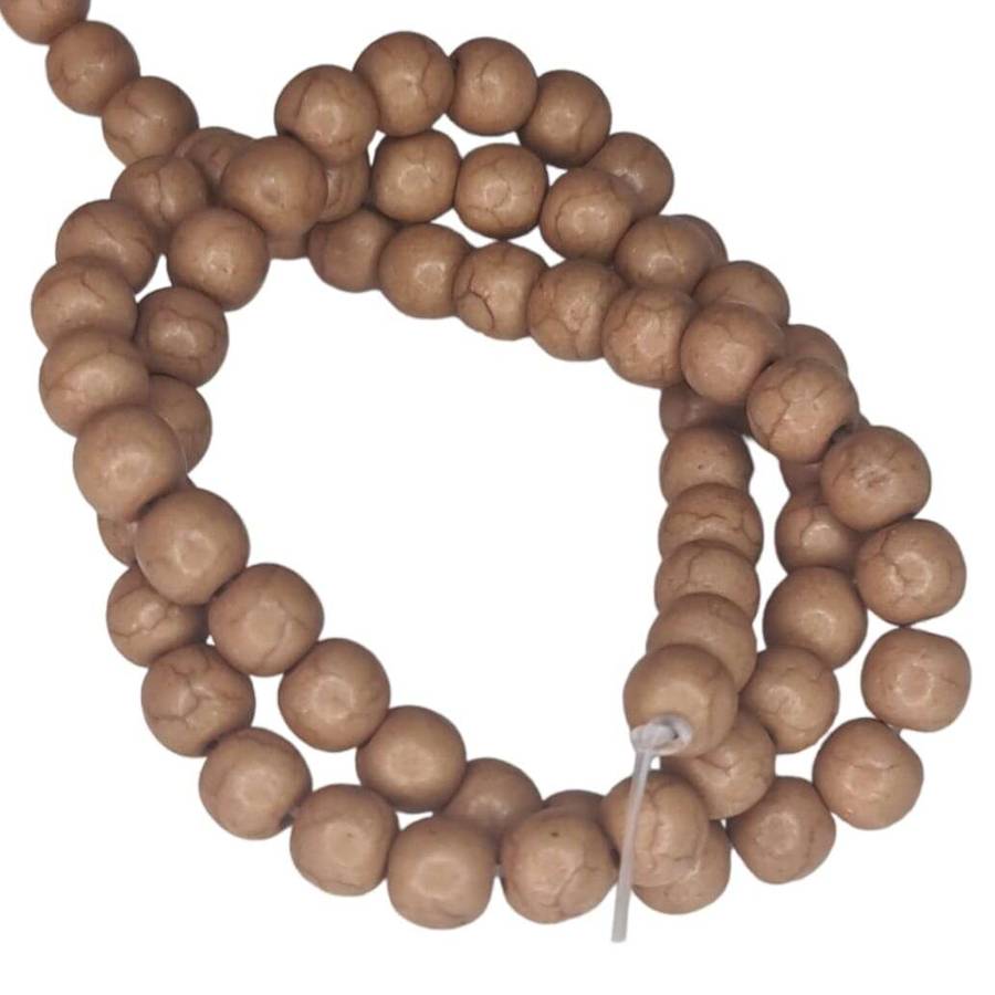 Colored Howlite bead string, tan brown, round, 6mm, 40cm