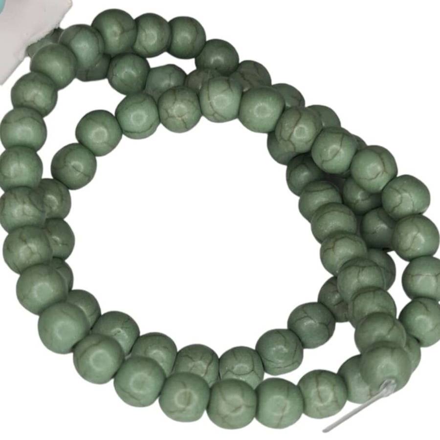 Colored Howlite bead string, sage, round, 4mm, 40cm