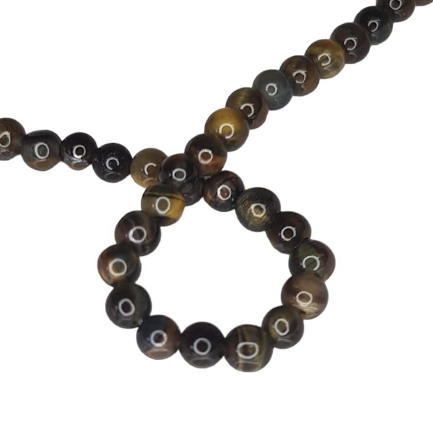 Mixed Tiger Eye bead string, 5mm, round, 40cm