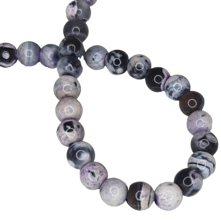 Colored agate bead string, purple, 6mm, round, 40cm