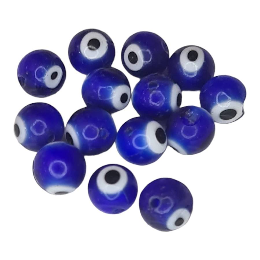 Evil eye glass bead, blue, 8mm