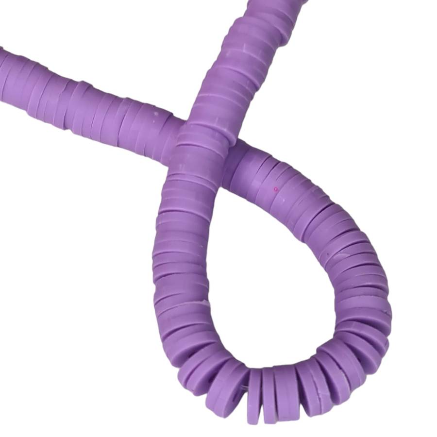 Rubber bead string, discs, 1x6mm, purple, 40cm