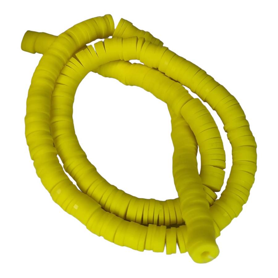 Rubber bead string, discs, 1x6mm, yellow, 40cm