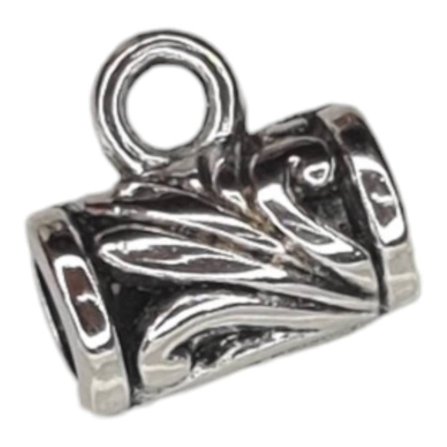 Tube bail w ring, filigree design, 11x12mm, 4mm hole