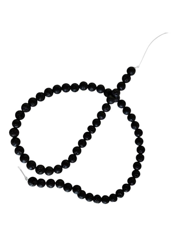 Black Lava bead string, 6mm, round, 40cm