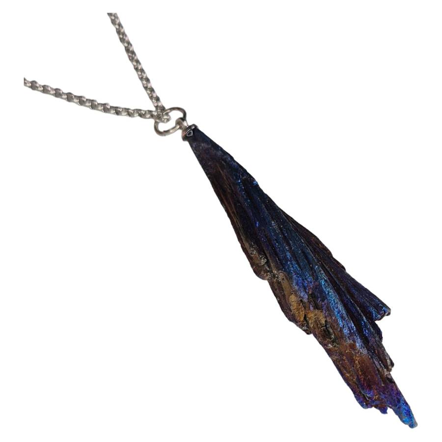 Tourmaline necklace on chain, blue aura, 45cm