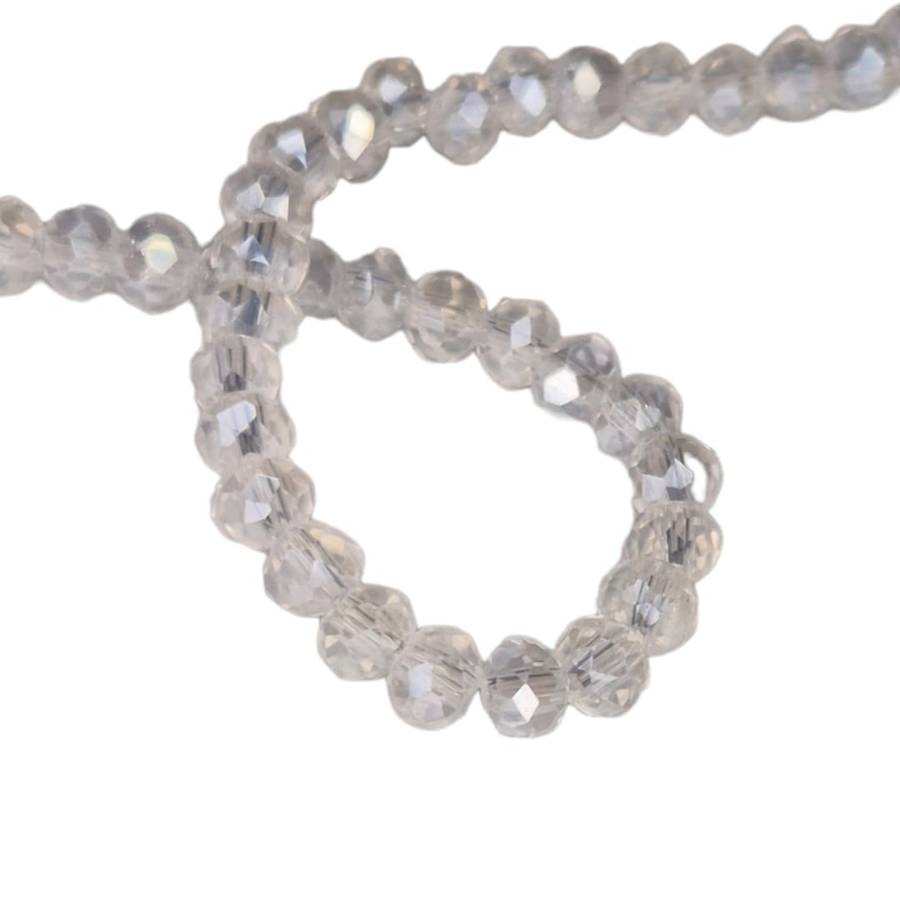 Glass bead string, faceted, rondelle, 4x5mm, clear AB, 40cm