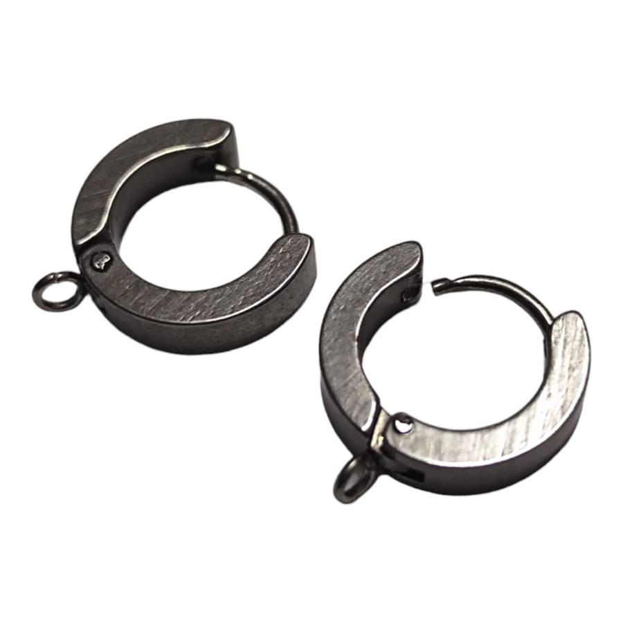 Pair of Huggie earrings, Stainless Steel, 4mm x 13mm