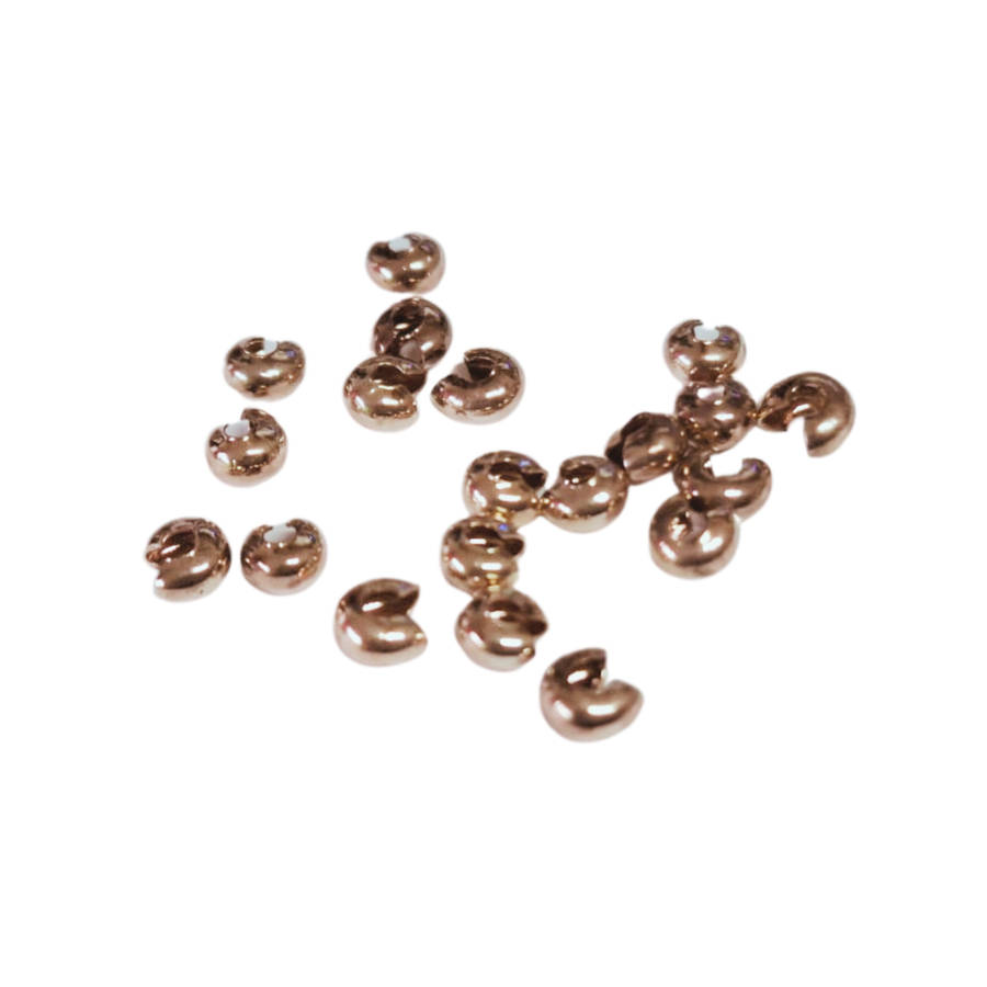 20pcs Rose gold crimp cover, base metal, 3mm x 3.5mm