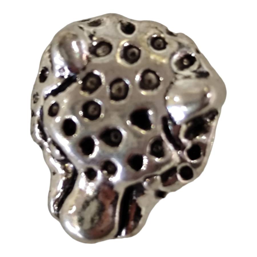 Cheetah head bead, Base metal, 12 x 10.5mm