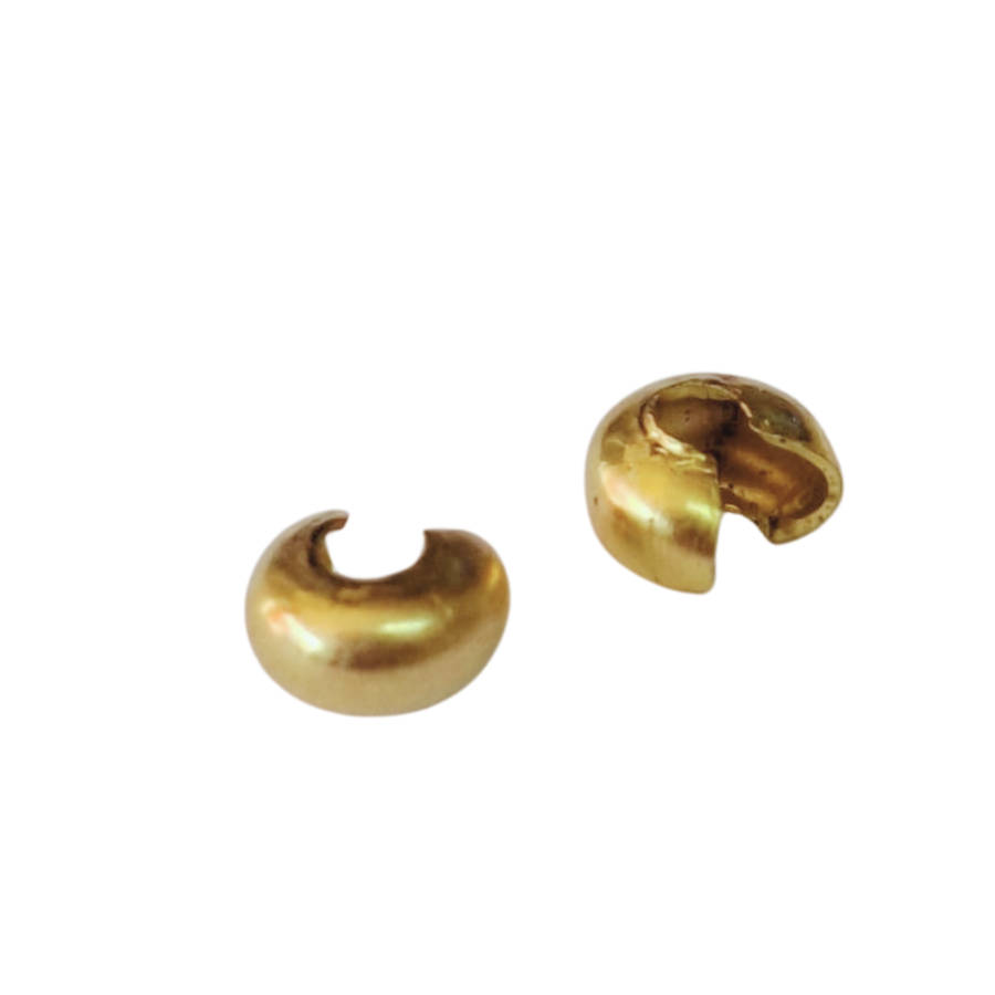 20pcs Gold crimp covers, base metal, 4mm x 3.5mm