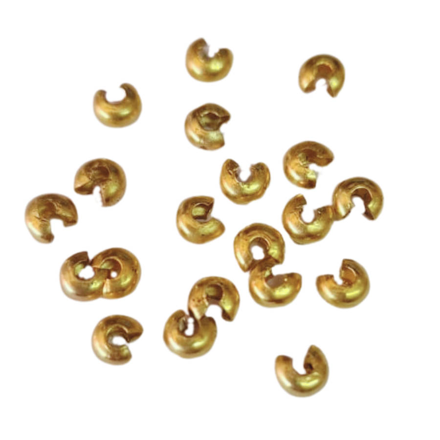 20pcs Gold crimp covers, base metal, 4mm x 3.5mm