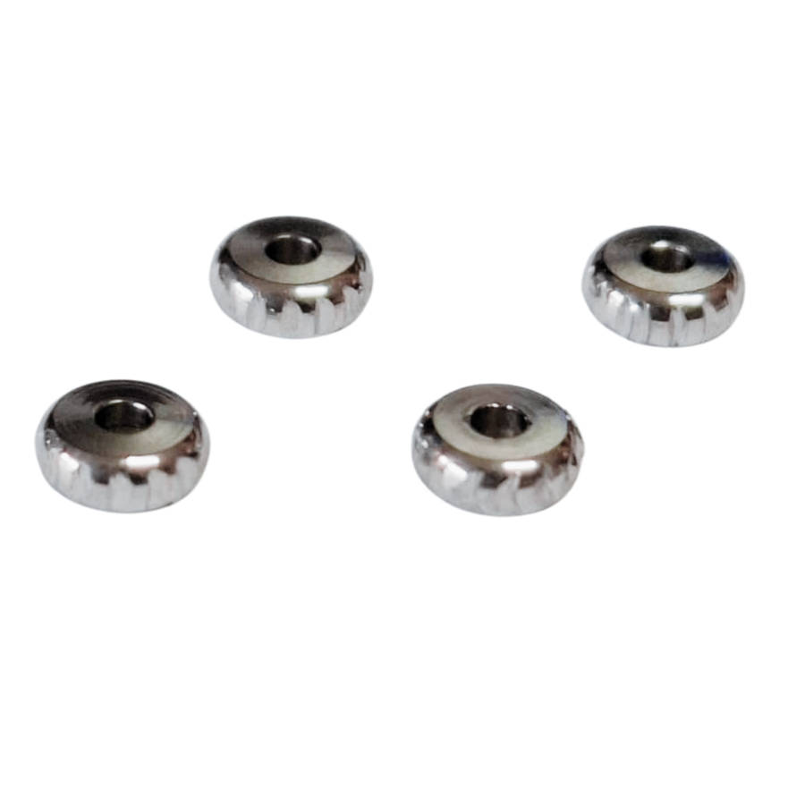 4 x Disc beads, Stainless steel, 2 x 4mm