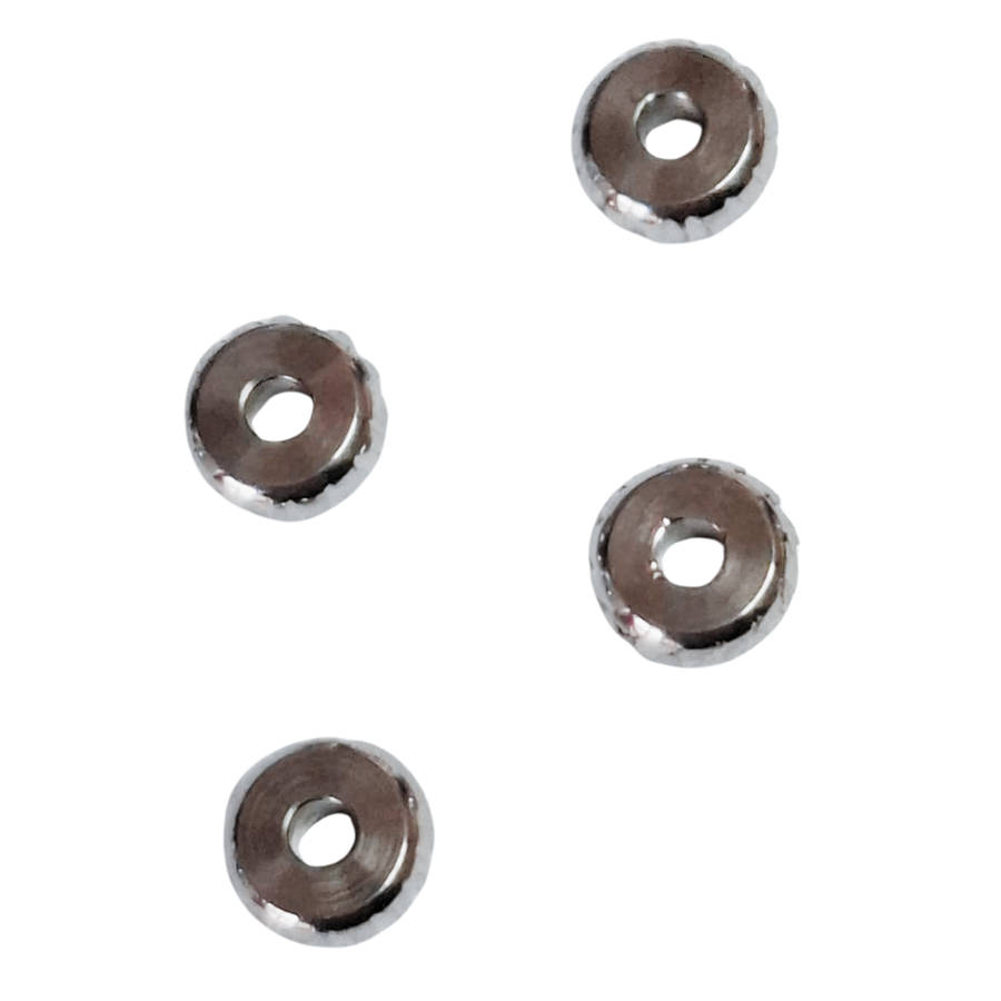 4 x Disc beads, Stainless steel, 2 x 4mm