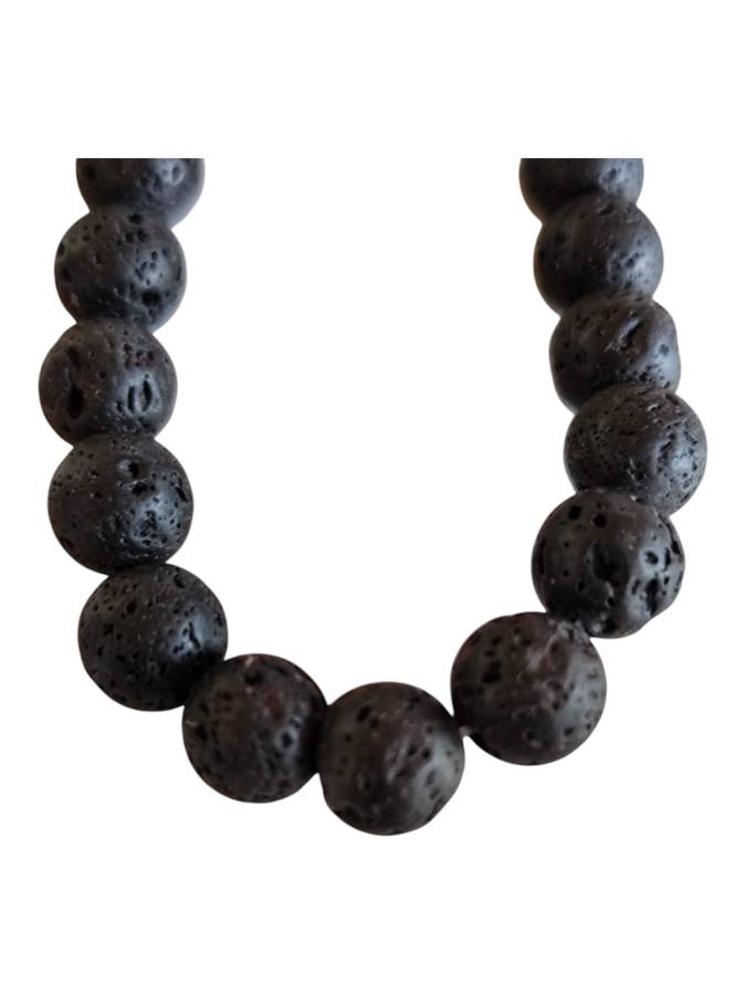 Black Lava bead string, 8mm, round, 40cm