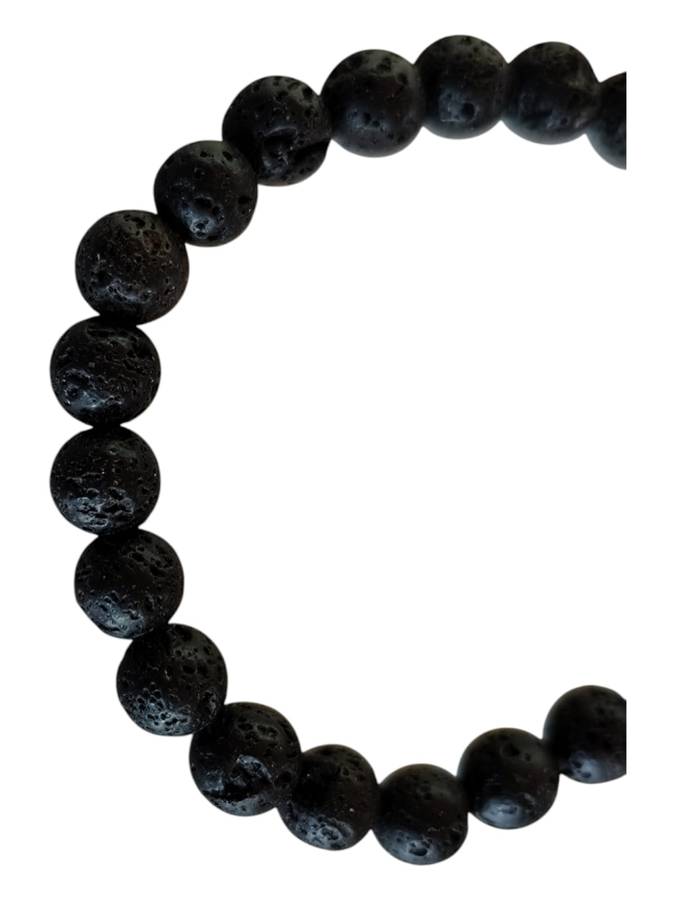Black Lava bead string, 8mm, round, 40cm