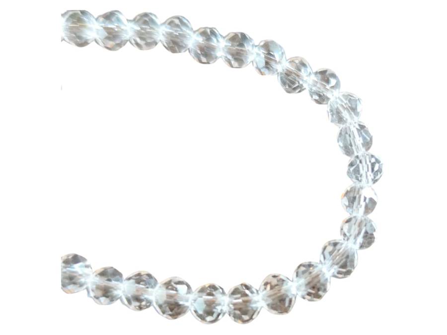 Glass bead string, faceted, rondelle, 4 x 3mm, clear, 40cm