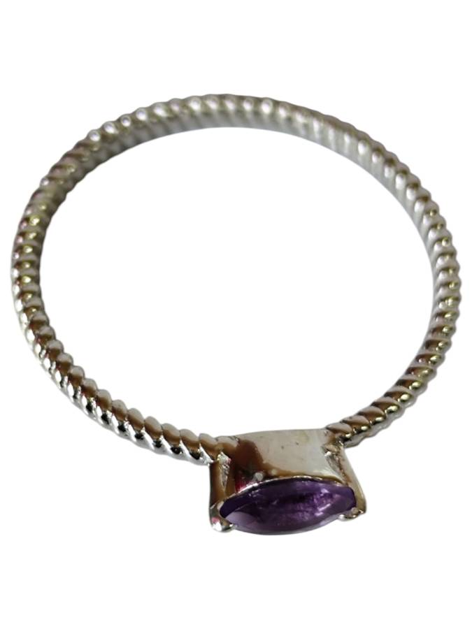 Amethyst ring in 925 silver, Marquise, Size 8