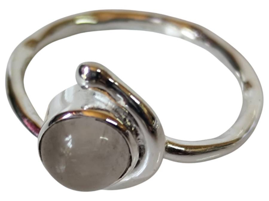 Quartz ring in 925 silver, Round cut, size 7