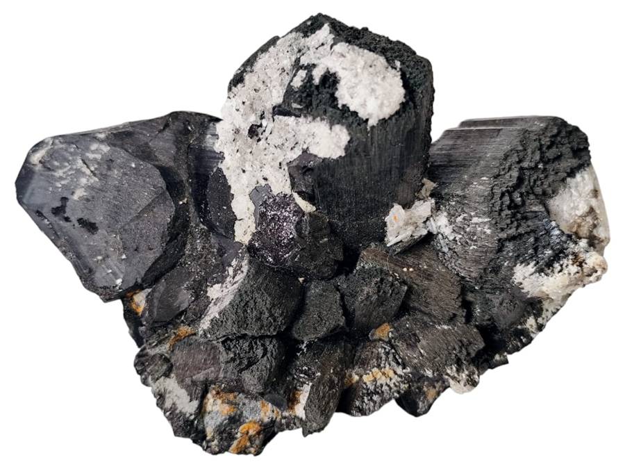 Tourmaline cluster with a bit of calcite on the one side, Erongo Mountain, Namibia, 11 x 5.6 x 6....
