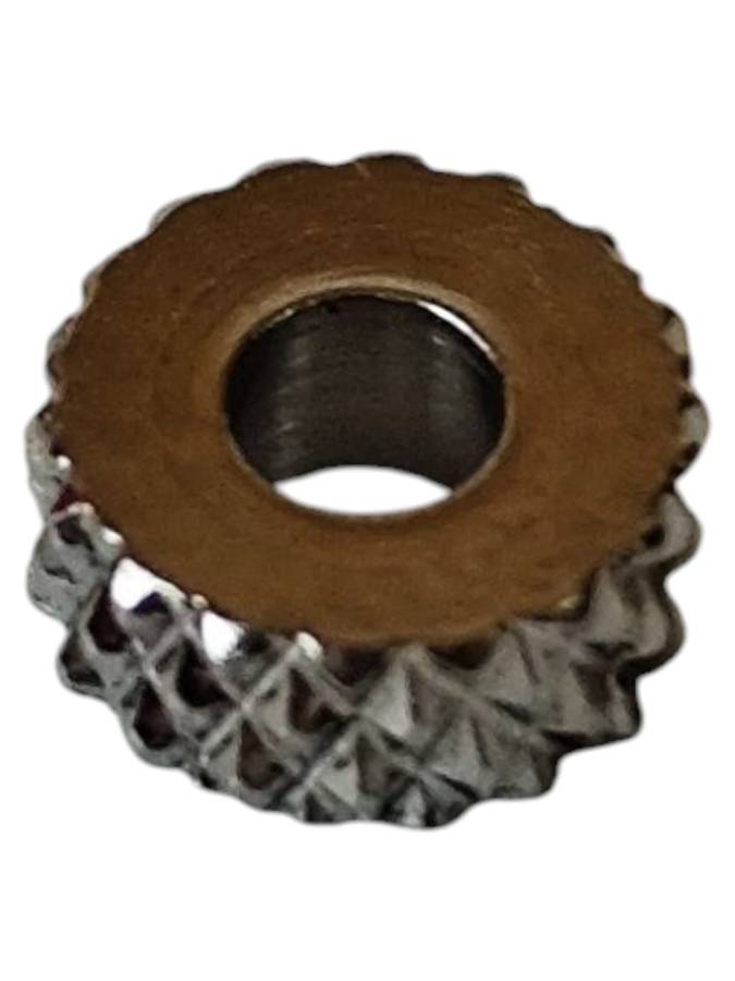 6 x Stainless steel textured bead, 5.3 x 2.15mm, 2mm hole