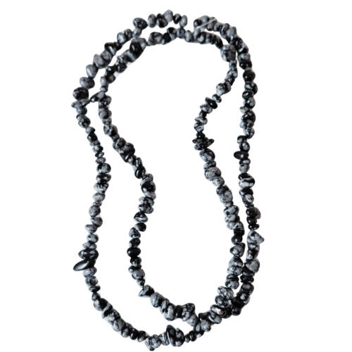 Snowflake obsidian, round chips. 40cm