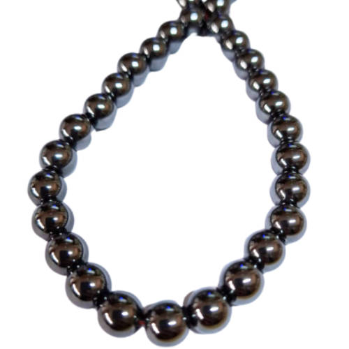 Hematite bead string, round, 10mm, 40cm