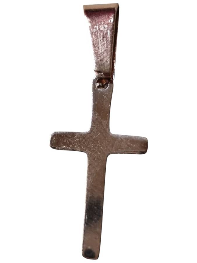 Cross charm, stainless steel, rose gold 27mm with bail