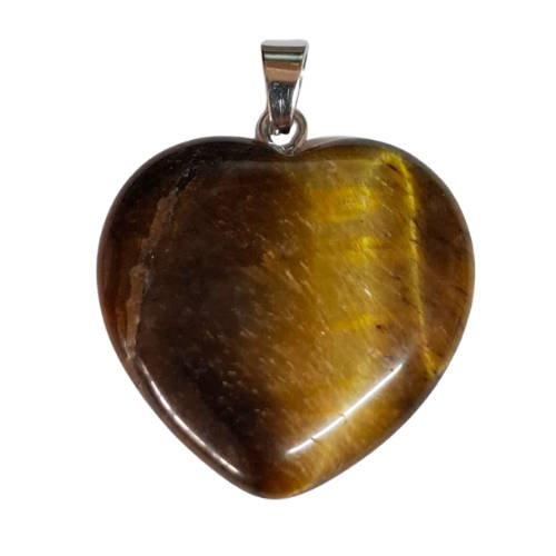 Tiger eye heart pendant, 31mm incl. bail