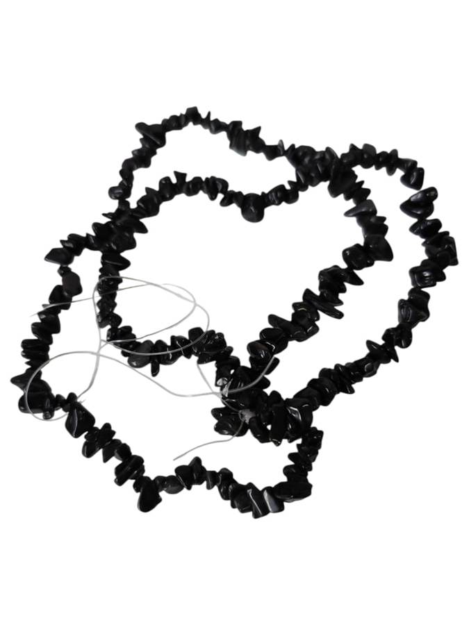 Black Obsidian chip string, 80cm long, 4-10mm chips