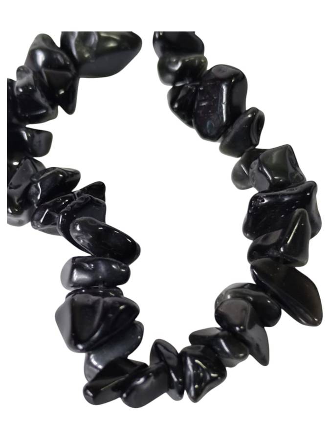 Black Obsidian chip string, 80cm long, 4-10mm chips