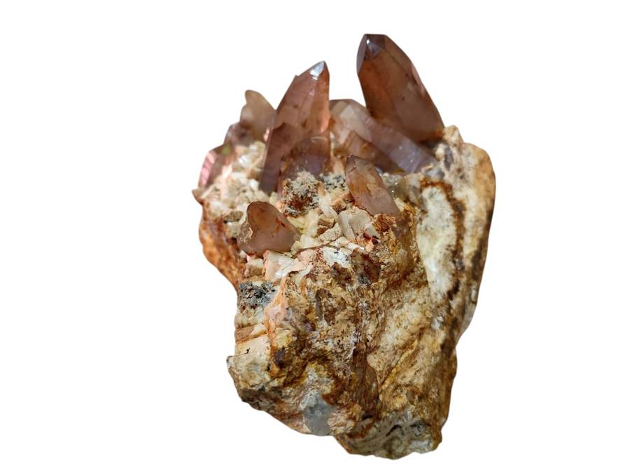 Smoky quartz points with feldspar cluster, Zomba in Malawi, 29 x 23 x 24cm, 10kg