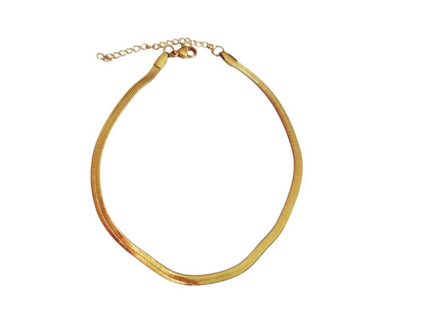 Gold color Blade Chain with lobster clasp ankle bracelet, Stainless steel, 4mm wide, 20.6+5cm