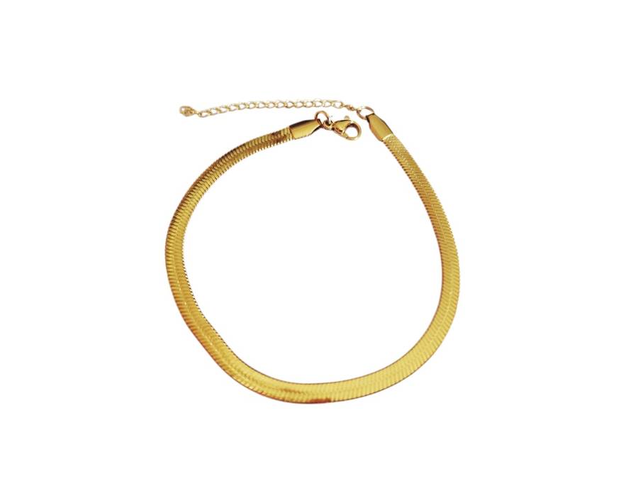 Gold color Blade Chain with lobster clasp ankle bracelet, Stainless steel, 3mm wide, 22.2+5cm