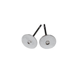 4x Pairs of flat earring component, DIY item, Stainless Steel, 6mm