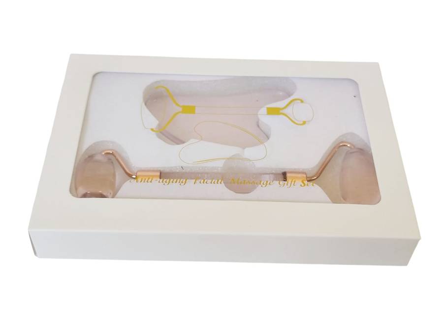 Pink crystal facial massage gift set