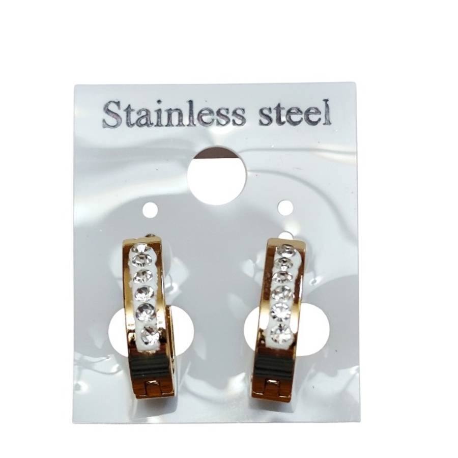 Sparkling Crystal Channel Oval Huggie Hoops 16.5 mm