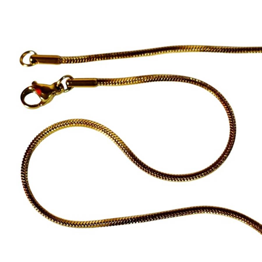 Gold Triangular Snake Chain with lobster clasp, Stainless steel, 1.5mm wide, 56cm