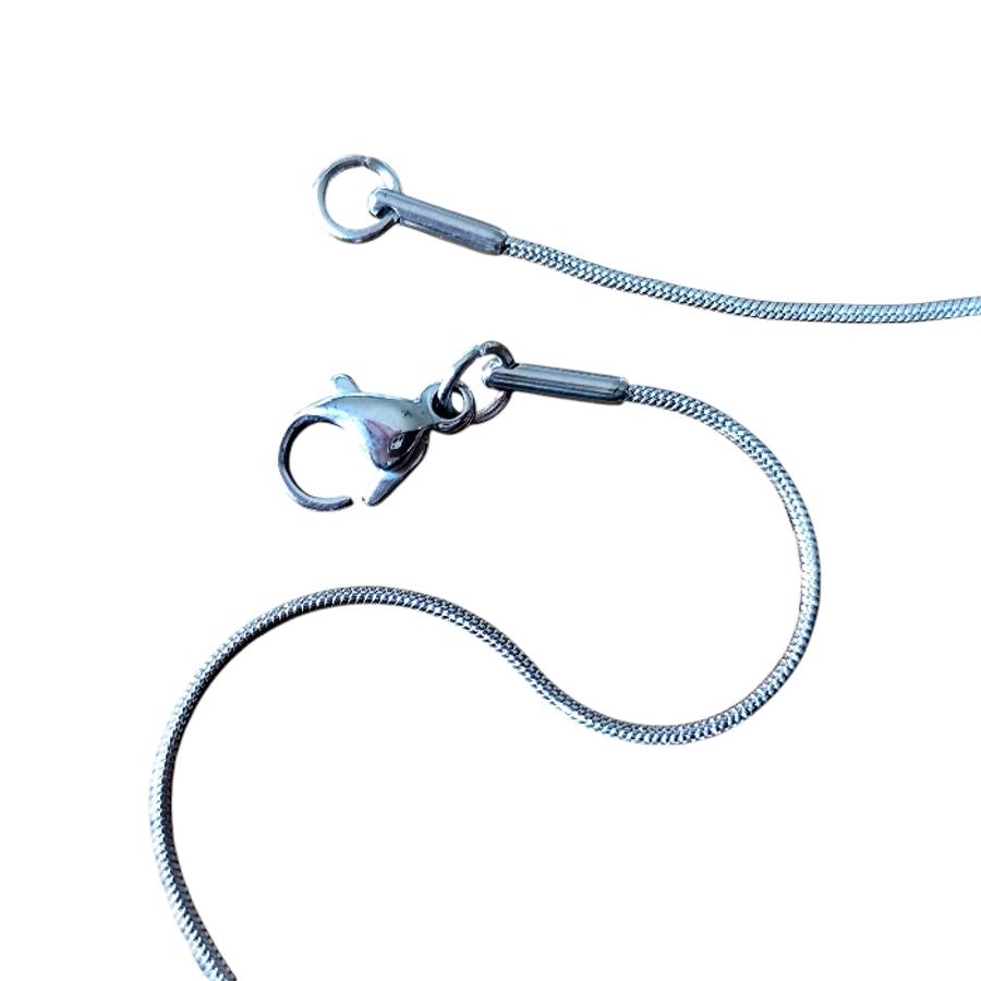 Snake chain with lobster clasp, Stainless steel, 1mm wide, 56.5cm long