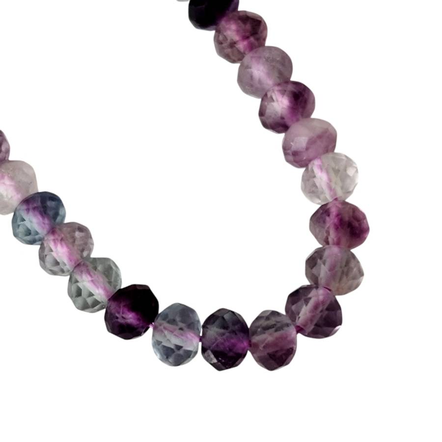 Rainbow fluorite facet Rondelle shaped bead string, 5.1mm, 39.5cm