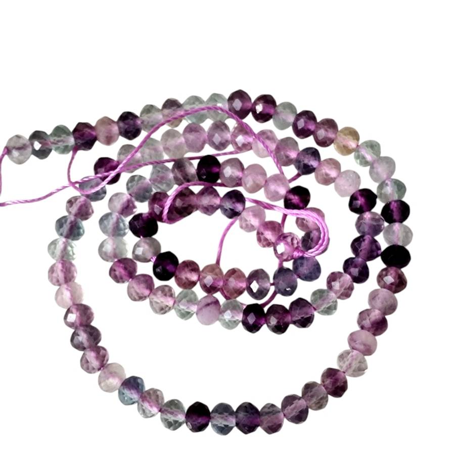Rainbow fluorite facet Rondelle shaped bead string, 5.1mm, 39.5cm