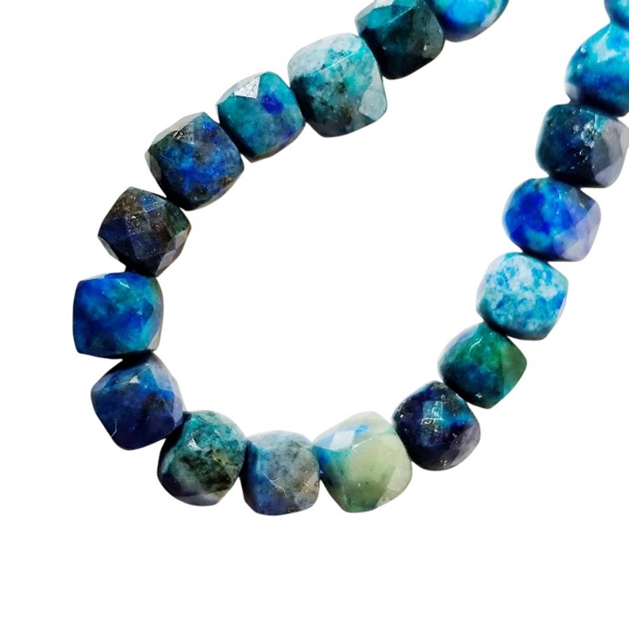 Pheonix Lapis lazuli facet cube shaped bead string, 4-4.5mm, 38.5cm