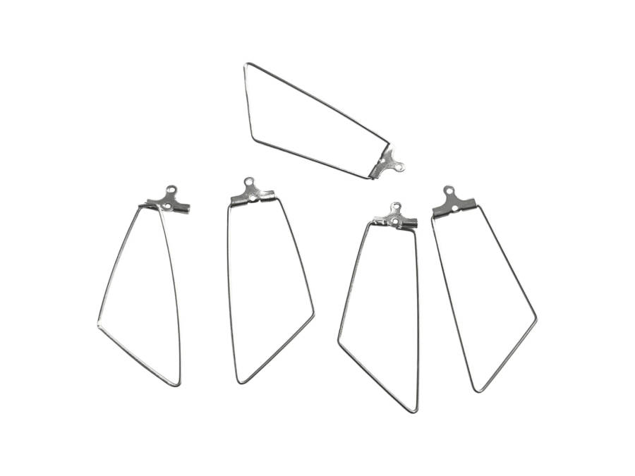 Stainless Steel, Trapezium Earring Component, 45mm, 5pcs