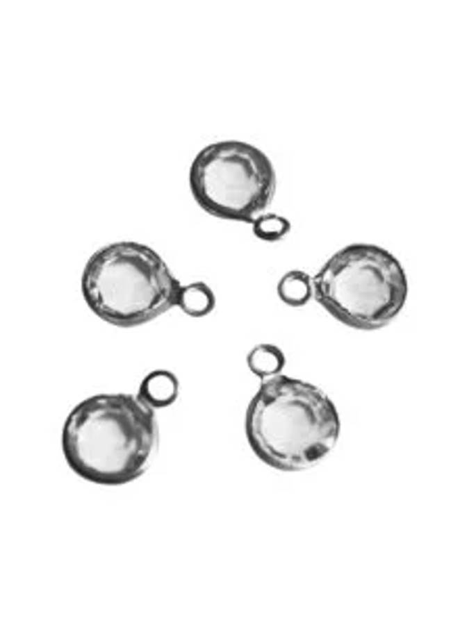 5 x Stainless steel clear color rhinestone charm
