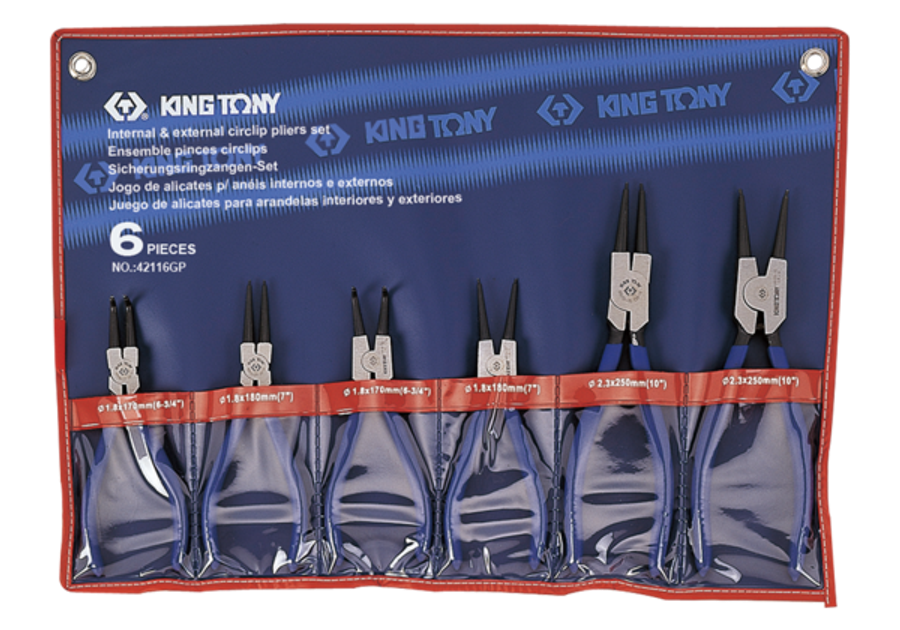 KING TONY PLIERS CIRCLIP SET 6PC 180MM AND 250MM | 42116GP