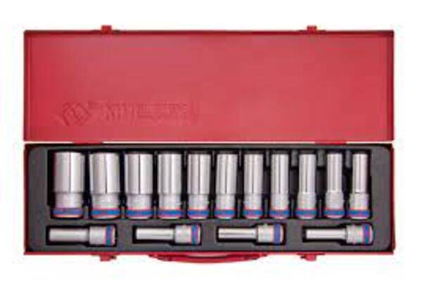 KING TONY SOCKET SET 15PC 1/2 DEEP 10 32MM 12P | 4215MR