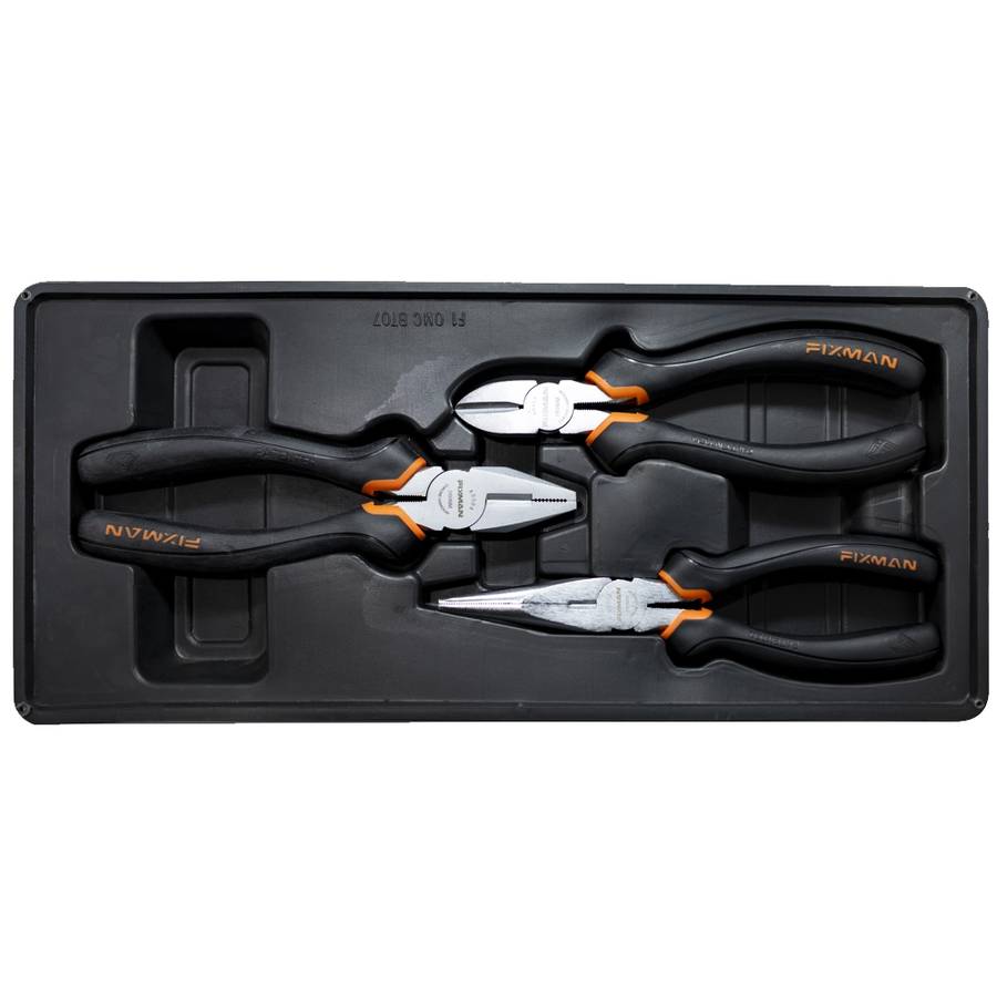 FIXMAN 3-PC PLIERS SET (COMBINATION 8" CUTTING 7.5"  LONG NOSE 8" )FIX F1BT07
