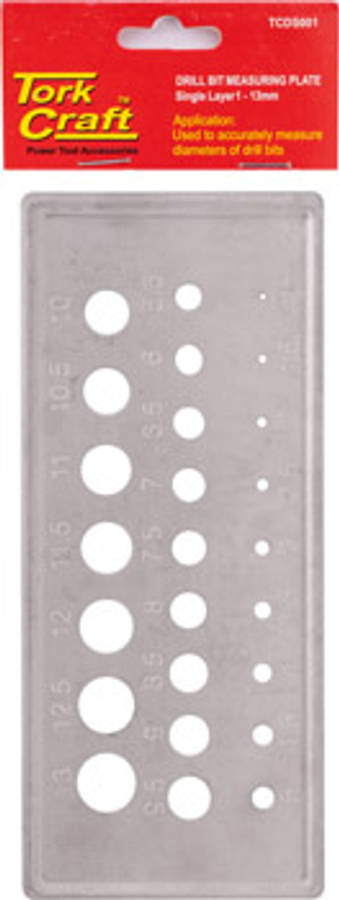 TORK CRAFT - DRILL BIT MEASURING PLATE 1-13MM (0.5 INCR)TCDS001