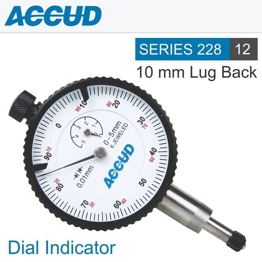 ACCUD - DIAL INDICATOR 3MM BEZEL 0.01MM GRAD. LUG & FLAT BACKAC228-003-11