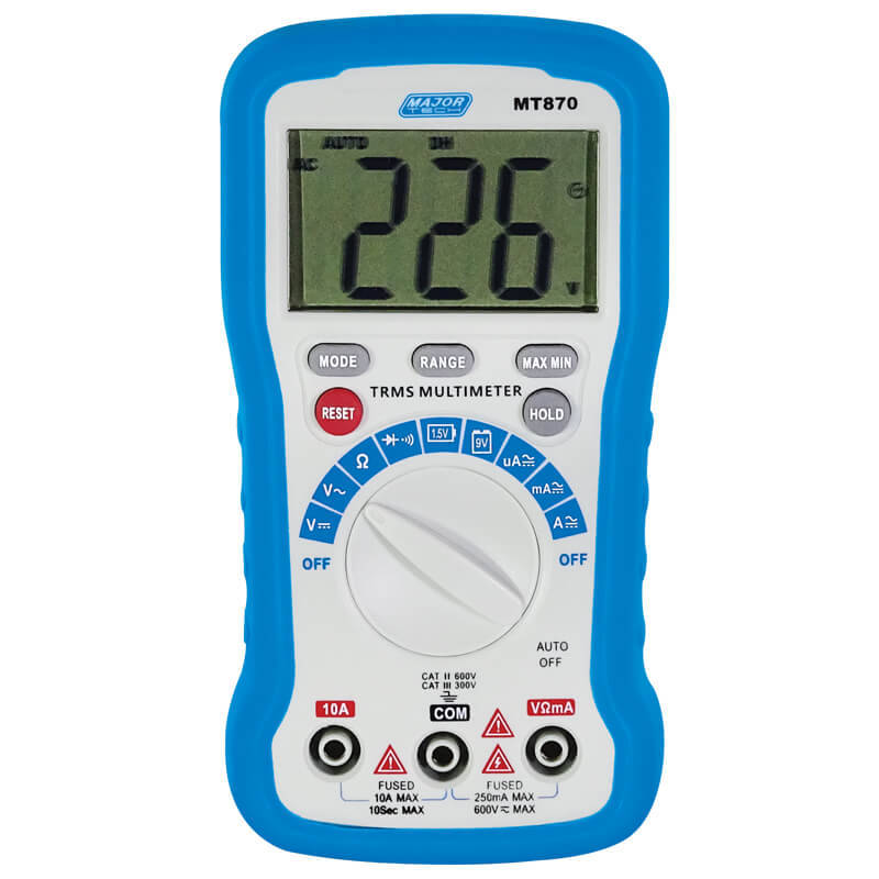 MAJOR-TECH - 600V AC/DC TRMS Compact Multimeter, CAT III 300VMT870